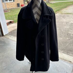 VINTAGE JORDAN CRAIG MENS BLACK PEA COAT  size 4X Wool Blend